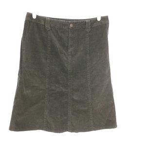 Eddie Bauer Green Midi Corduroy Skirt Sz 8 pkts